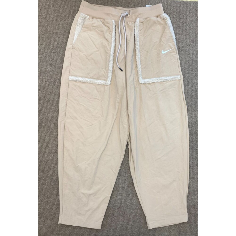 Nike Essential Pants Womens M High Rise Woven Loose Shearling Pockets Athleisure